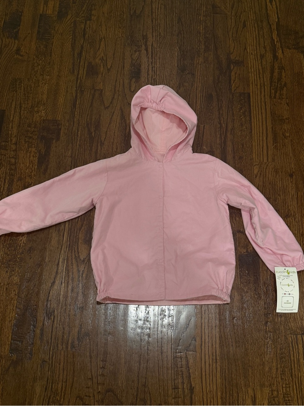 NWT Girls Boutique Zuccini Kids Pink Corduroy Gingham Hooded Jacket Size 6